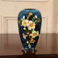 珐琅彩陶瓷玻璃花瓶摆件客厅插花美式玄关创意欧式干花北欧装饰品 三维工匠 平安幸福大花瓶(高)高约62cm