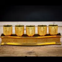 佛具用品佛前供水杯供奉财神爷观音菩萨佛堂供佛陶瓷圣水杯摆件 三维工匠 钛黄供水杯大号一个