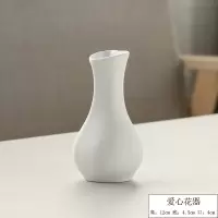 陶瓷小花瓶水培小清新简约创意干花花器透明玻璃花瓶客厅家居摆件 三维工匠 曲颈