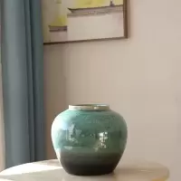现代美式中式地中海风格陶瓷花瓶室内家居仿真花套装客厅摆件装饰 三维工匠 高26cm直径26cm