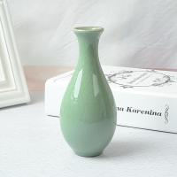 龙泉青瓷花器 家居装饰品茶道摆件陶瓷花器水培创意简约小花瓶 三维工匠 哥窰梅子青