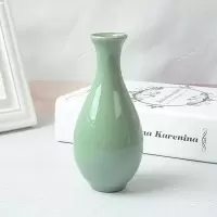龙泉青瓷花器 家居装饰品茶道摆件陶瓷花器水培创意简约小花瓶 三维工匠 哥窰梅子青