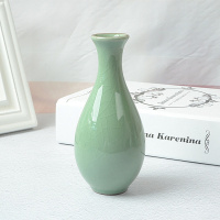 龙泉青瓷花器 家居装饰品茶道摆件陶瓷花器水培创意简约小花瓶 三维工匠 哥窰粉青