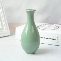 龙泉青瓷花器 家居装饰品茶道摆件陶瓷花器水培创意简约小花瓶 三维工匠 哥窰粉青