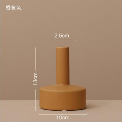北欧丹麦简约文艺特殊几何造型桌面摆件小口花器陶瓷花瓶莫兰迪色 三维工匠 哑光黑-558