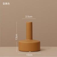 北欧丹麦简约文艺特殊几何造型桌面摆件小口花器陶瓷花瓶莫兰迪色 三维工匠 黄色-562