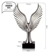 雄鹰展翅 创意轻奢家居装饰摆件陶瓷工艺品 酒柜电视柜办公室摆设 三维工匠 雄鹰展翅(银)