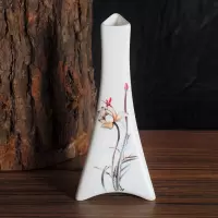 手绘白瓷小花瓶陶瓷创意瓷瓶中式花插小花瓶瓷器迷你摆件水培花器 三维工匠 A款情人花插