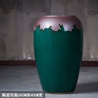 陶瓷大花瓶轻奢落地插花摆件酒店别墅客厅干花复古怀旧陶罐装饰品 三维工匠 120CM瓶含蔷薇树套装