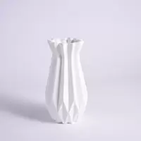 现代欧式简约居家摆件插花创意条纹鲜花陶瓷花瓶色白色蓝色粉色 三维工匠 白色C2(小)