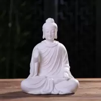 大日如来阿弥陀佛陶瓷释迦摩尼佛像中式家居客厅供奉禅意玄关摆件 三维工匠 如来佛站像(黄白)