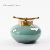新中式水墨古典陶瓷摆件样板房客厅书房玄关办公室酒柜软装摆设品 三维工匠 D款小号