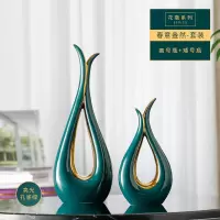 摆件家居现代轻奢装饰品陶瓷花瓶干花摆设创意中式软装家居电视柜 三维工匠 春意盎然高号瓶-玫红+白色腊梅