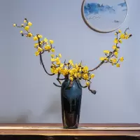 新中式陶瓷流釉花瓶摆件客厅插花餐桌花电视柜玄关干花家居装饰品 三维工匠 红浆果单支如图