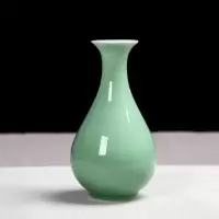 龙泉青瓷花瓶陶瓷简约现代客厅家居插花创意欧式干花小摆件装饰品 三维工匠 哥窑梅子青铁线
