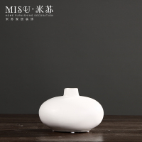 中式陶瓷花瓶黑白花器仿真梅花套装摆件茶室餐桌摆设室内简约软装 三维工匠 黑花瓶+白梅花套装