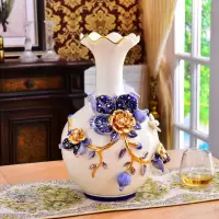 欧式花瓶摆件大号客厅干花插花创意陶瓷餐桌家居高花瓶摆设装饰品 三维工匠 大套大号(SL-004)