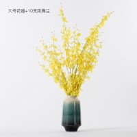 新中式陶瓷花瓶客厅餐桌古风日式花器禅意插花梅花玄关摆件小花瓶 三维工匠 小号+2枝红梅