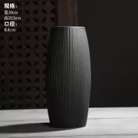 黑色复古陶瓷花瓶中式禅意客厅家居电视柜插花摆件黑陶陆宝釉花器 三维工匠 圆肚丨款式八