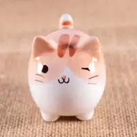 陶瓷小猫咪摆件创意家居饰品工艺品可爱少女桌面生日礼品公仔 三维工匠 小肥猫[棕色]