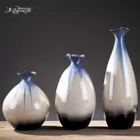 景德镇创意陶瓷插花瓶 现代简约客厅餐桌家居电视酒柜装饰品摆件 三维工匠 翠绿繁星大号B款