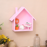 美式乡村复古彩色小房子客厅墙上装饰品壁挂置物架隔板墙壁饰墙饰 三维工匠 粉红色小房子