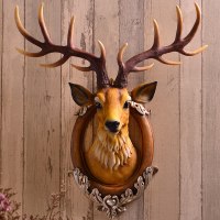 鹿头墙壁挂件壁饰欧式创意玄关客厅酒吧背景立体装饰 三维工匠 生财有鹿