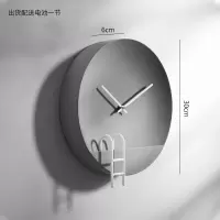 北欧水泥挂墙时钟客厅圆形极简壁饰房间卧室石膏挂表 三维工匠
