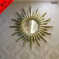 欧式法式太阳壁饰镜子客厅玄关壁挂墙面家居装饰品创意餐厅挂饰镜 三维工匠 重古金98*98CM+镜子