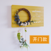 田园壁饰北欧实木电表箱遮挡创意电闸箱集线箱配电箱装饰乡村壁挂 三维工匠 灰色-小款香槟色花(开门款)(50*27)