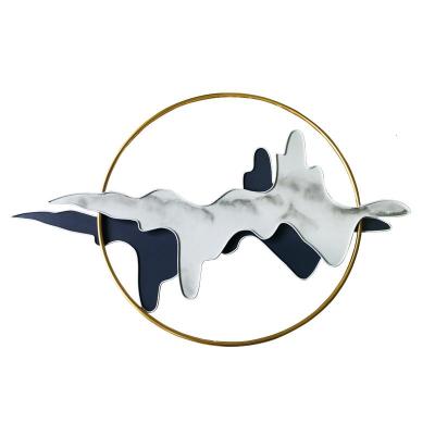 中式金属山水软装家居客厅沙发墙面立体铁艺玄关装饰轻奢壁饰挂件 三维工匠 A款中号110*75CM