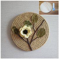 卡萝琳家居壁饰挂件东南亚挂件干支干花麻绳复古怀旧玄关墙面装饰 三维工匠 30厘米麻绳花盘[挂钩款]