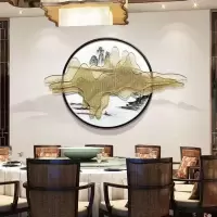 新中式铁艺挂件墙面装饰客厅背景墙玄关金属壁饰创意水墨山影壁挂 三维工匠 定制
