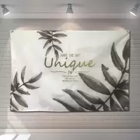 ins挂布背景布水墨植物叶子北欧风墙饰挂布 房间宿舍居家装饰挂布 三维工匠 96*64cm横款壁饰