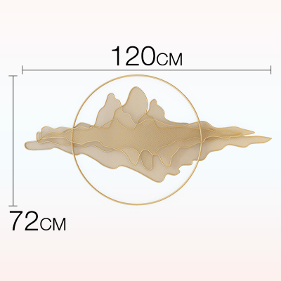 新中式壁饰铁艺壁挂山水卧室玄关墙面装饰墙上装饰品创意墙壁挂件 三维工匠 型号1924金色(150CM)