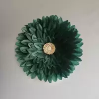 墨绿。玄关装饰画卧室客厅沙发花羽毛背景墙民宿装饰床头轻奢壁饰 三维工匠 墨绿色小号直径40cm