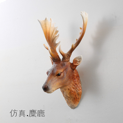 美式创意仿真鹿头壁挂客厅背景墙动物头装饰挂件复古立体壁饰树脂 三维工匠 银色.块面.麋鹿