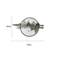 新款古画假山装饰挂件客厅金属墙面装饰餐厅壁饰装修饰品中式壁挂 三维工匠 120*71