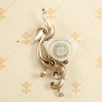 欧式壁饰墙面装饰壁挂花盆轻奢创意客厅墙上挂件现代背景墙壁挂花 三维工匠 镶珠[凤附吉攀]+6束兰色对绣