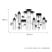 新中式壁饰金属铁艺北欧轻奢立体亭子创意天宫墙面玄关挂件装饰品 三维工匠 180cm