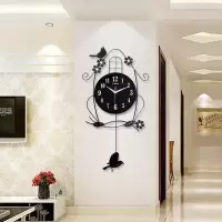 餐厅墙面轻奢装饰品小鸟创意现代墙饰客厅壁挂卧室墙壁饰墙上挂件 三维工匠 黑色小鸟款[70*36cm]