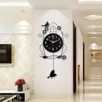 餐厅墙面轻奢装饰品小鸟创意现代墙饰客厅壁挂卧室墙壁饰墙上挂件 三维工匠 黑色小鸟款[70*36cm]+铁塔墙贴