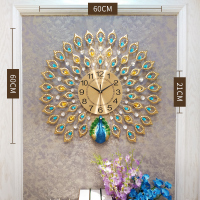 创意房间墙面客厅电视背景墙装饰品店铺室内墙壁挂件家居墙饰挂饰 三维工匠 吉祥孔雀开屏金60*55CM壁饰