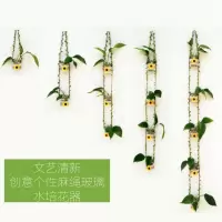 墙面壁挂壁饰 田园风玻璃吊瓶水培植物花瓶 阳台窗户挂饰墙饰装饰 三维工匠 2个玻璃瓶1串