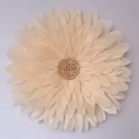 雪绒花。ins北欧风网红房间卧室羽毛墙饰沙发背景装饰画床头装饰 三维工匠 白色镜子70cm壁饰