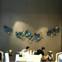 铁艺荷叶壁饰荷花壁挂现代轻奢沙发背景墙装饰样板房软装墙挂饰品 三维工匠 300*100cm