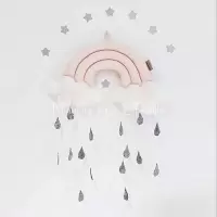 ins北欧彩虹云朵雨滴挂件布艺壁饰床幔帐篷配饰摄影拍照背景装饰 三维工匠 灰色彩虹+云朵