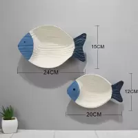 地中海墙壁饰立体小挂件鱼形样板房儿童房墙面装饰品背景玄关壁饰 三维工匠 A款(一套两个)