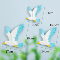 地中海风格海鸟套三壁饰树脂彩绘海鸥和平鸽壁挂件背景墙饰装饰品 三维工匠 一套新款海鸥大中小