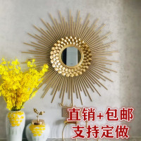 铁艺太阳镜壁饰北欧壁挂墙饰客厅餐厅墙面装饰电视背景墙床头挂饰 三维工匠 金色直径80cm(配镜片)